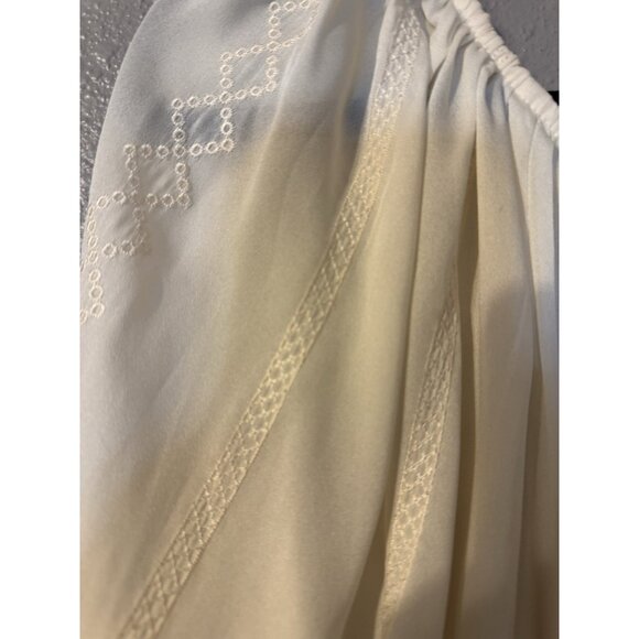 Alex Marie A Line Skirt 14 Gold Cream Stretch Washable Midi Flowy Shimmer - Picture 14 of 16